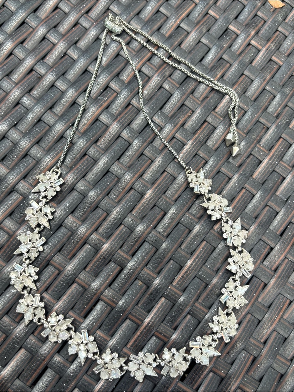 KENDRA SCOTT ANDRINA BRIDAL NECKLACE ADJUSTABLE DRUZY SILVER TONE